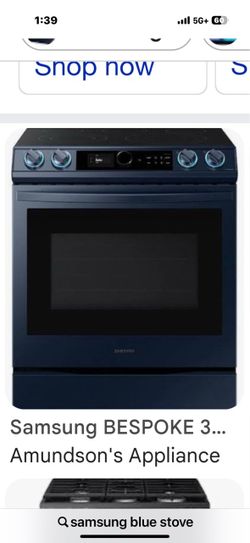 Bespoke Samsung stove and microwave color blue