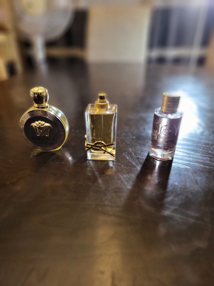 Designer Perfumes collections. Price each $
Available for sale. 
Authentic! [ YSL, Versace,  JOY(Dior) 