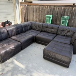 Real Leather 6 Piece Sectional Couch