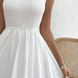 White Frill Trim Cami Dress 