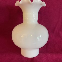 Vintage White Milk Glass Ruffle Tulip Scalloped Sconce Hurricane Lamp Shade
