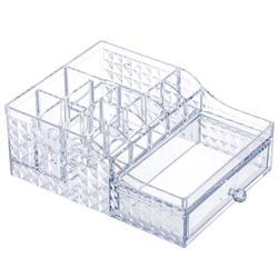 dcmfyl Clear Acrylic Makeup Organizer with Drawers Makeup Storage with Brush Holder Cosmetic and Jewelry Organizer Box for Bathroom, Dresser and Count