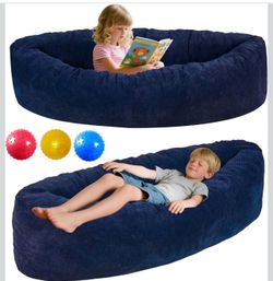 Sensory Chair for Kids, High-Density Foam Sensory Soft Canoe, Foam Peapod, Dark Blue
