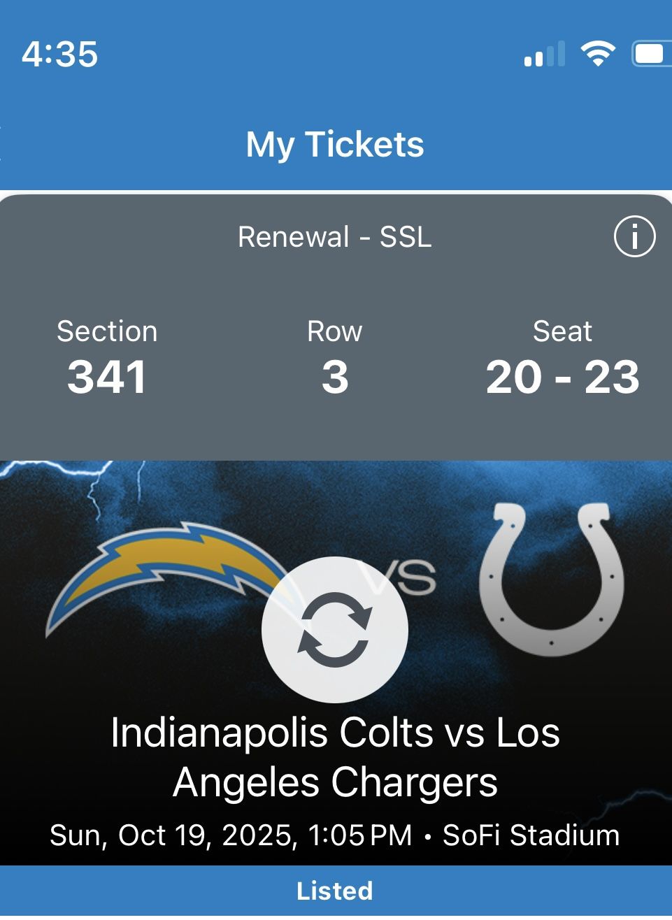 Chargers VS Colts