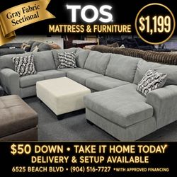 Gray Fabric Sectional Sofa 🚚WE DELIVER🚚