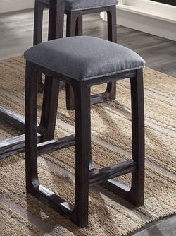 Acme Furniture 72937 16 X 16 X 25 In. Razo Counter Height Stool, Fabric & Weathered Espresso