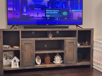 Rustic Wood TV Stand with Cabinet Doors (6 1/2 long 1 1/2 feet wide)
