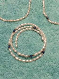 Set Of 2 Fresh Water Pearl Necklaces & A Memory Wire Bracelet