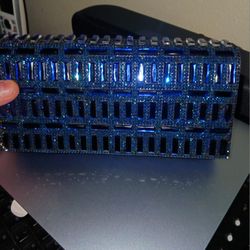 Purse International Concepts Sapphire Stones With Chrome Chain And Sparkles In Back Beautiful Design Absolutely Stunning Can Hold Wallet And Glasses