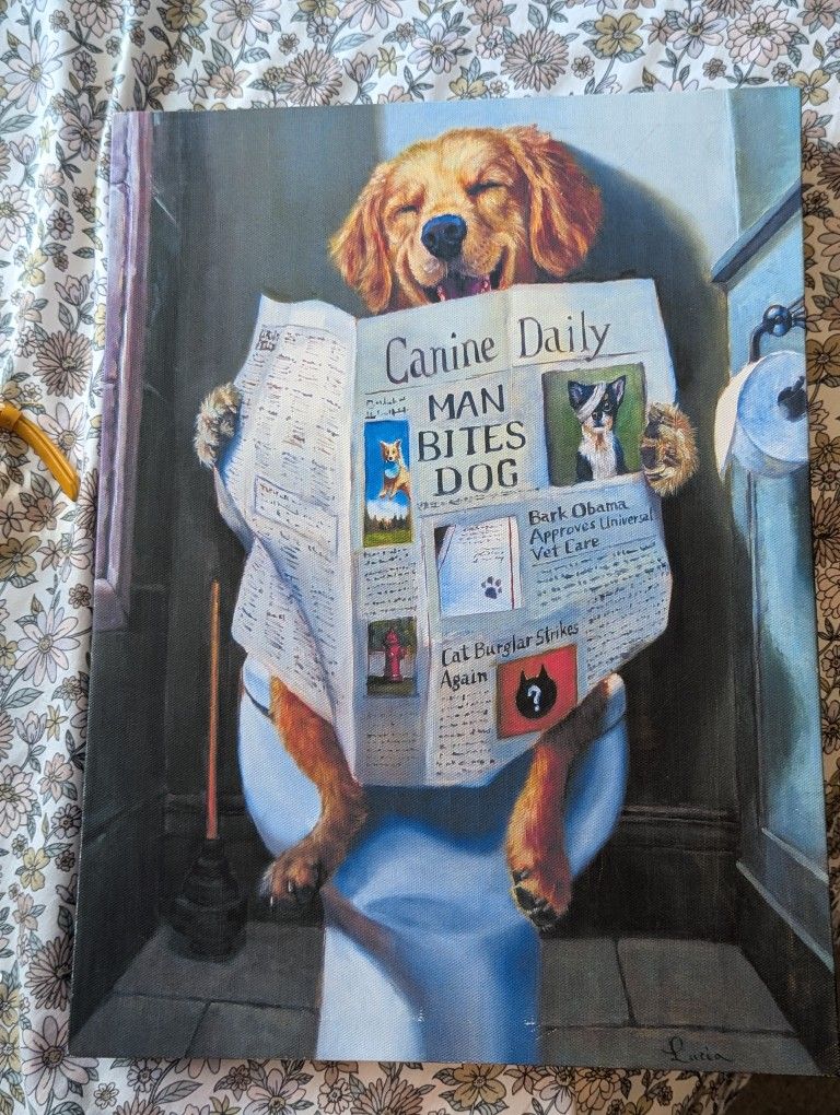 Funny Bathroom Dog Painting