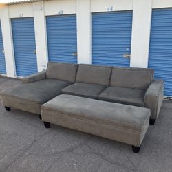 Delivery ~ Large Gray Sectional Sofa Ottoman 