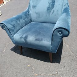 Atlantic Blue Velvet Modern Accent Chair