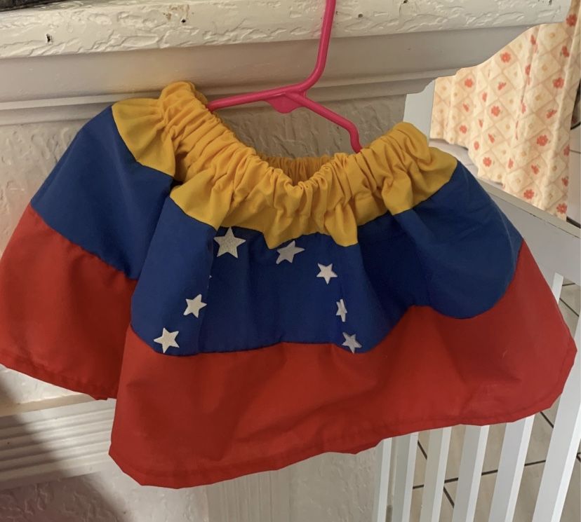 Falda Oara Niña Representadbo El Mes De La Hispanidad De Venezuela Oara Niña De 1 Año 2,anos