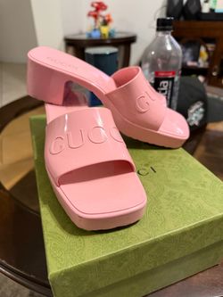 Gucci Pink Platform Slide Heels
