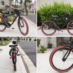 Huffy 26" Men’s Cruiser Bike – Classic Black with Red Wall Tires