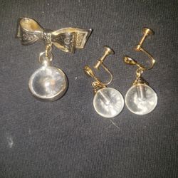 Vintage Mustard Seed Brooch And Earrings