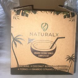Natural X Organic Coconut 4 Bowls, Spoons, Forks