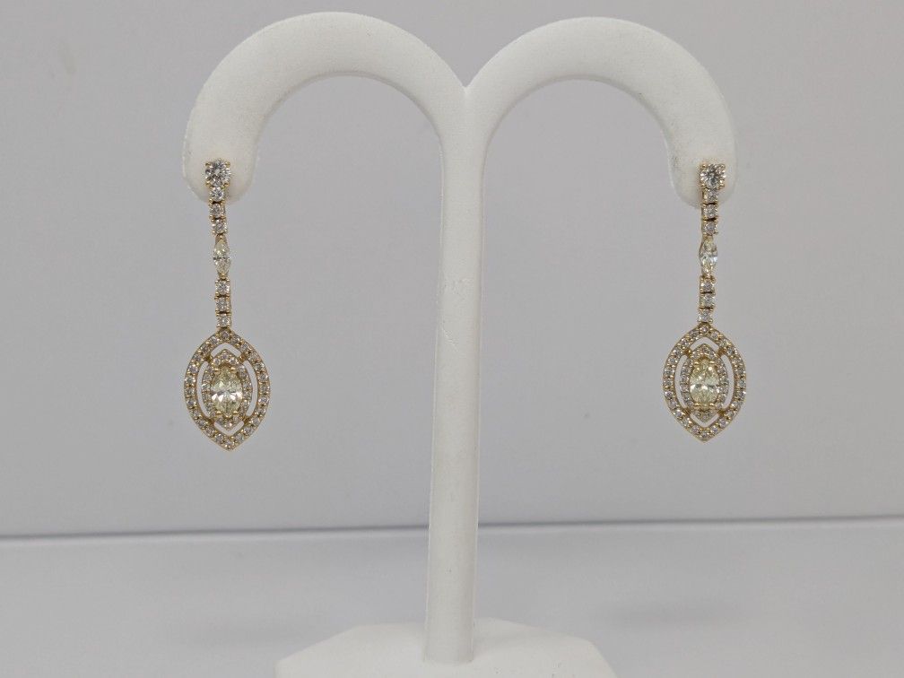 14k Yellow Gold 2.25 APTW marquise Diamond Earrings