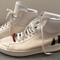  BURBERRY MENS REETH VINTAGE CHECK LEATHER HI TOP SNEAKERS 