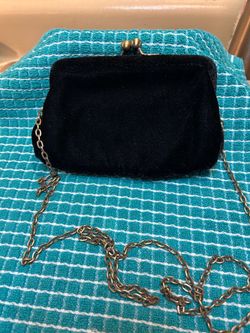 Vintage Black velvet evening bag/clutch/wallet. Features a 6 card slot interior.