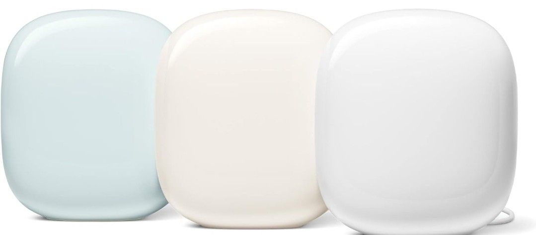 Google Nest WiFi Pro - 6E - Reliable Wi-Fi System with Fast Speed and Whole Home Coverage - Mesh Wi-Fi Router - 3 Pack - Snow, Linen, Fog