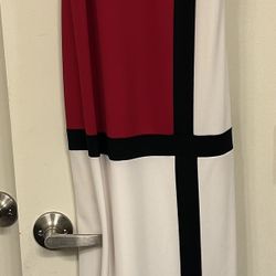 Strapless Color Block Maxi Dress (red, black, white)
