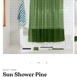Quiet town Shower Curtain Pine Green