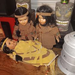 Like New NATIVE American Collectable Numbered Porcelain Dolls 