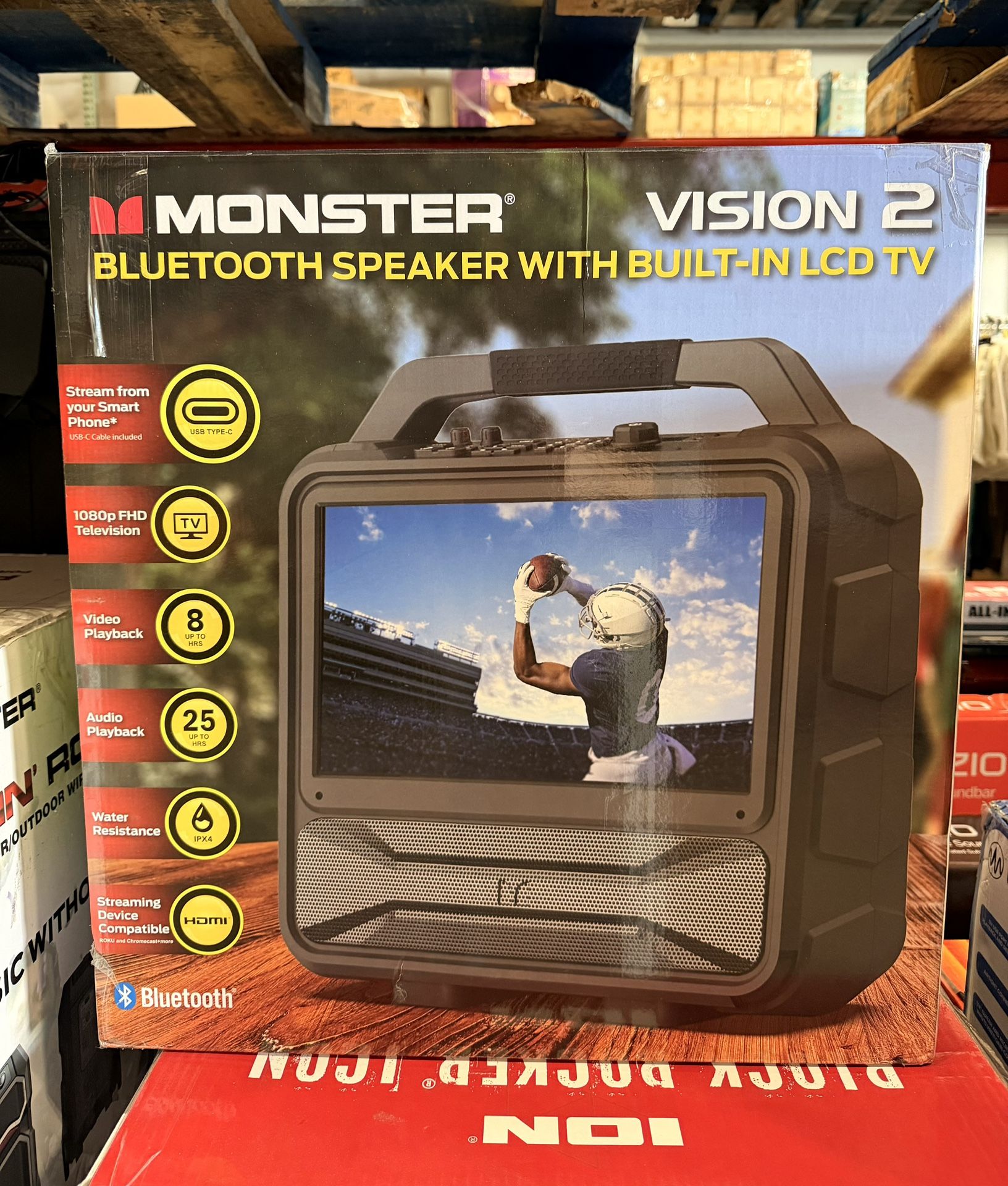 Monster Vision 2 Bluetooth Speaker With Built-In LCD TV Brand New In Box