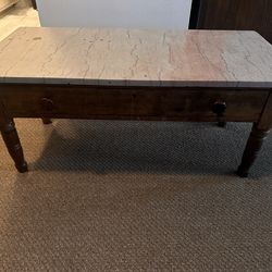 Wood and stone coffee table