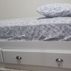 White Twin Bed With Storage Space