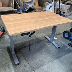 EN1 Whole Piece Standing Desk 48 x 30 Inches Height Adjustable Electric Sit Stand Home Office Desks (gray Frame + Maple top,2 Packages)