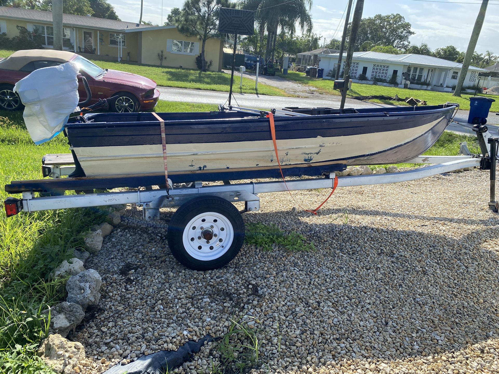 12ft 96 Jon Boat With Trolling Motor And Bimini Top *no Title*
