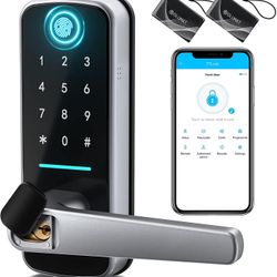 Smart Door Lock, Keyless Entry Door Lock Fingerprint Door Lock with Keypad Electronic Digital Door Lock with Handle for Home, Rental, Office and Hotel
