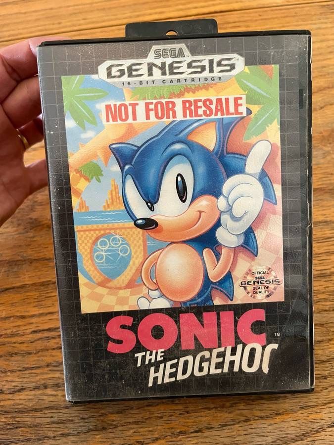 Sega Genesis Sonic The Hedgehog Game & Picture Case