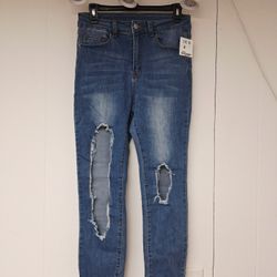 Ripped Blue Jeans (Super Stretchy)