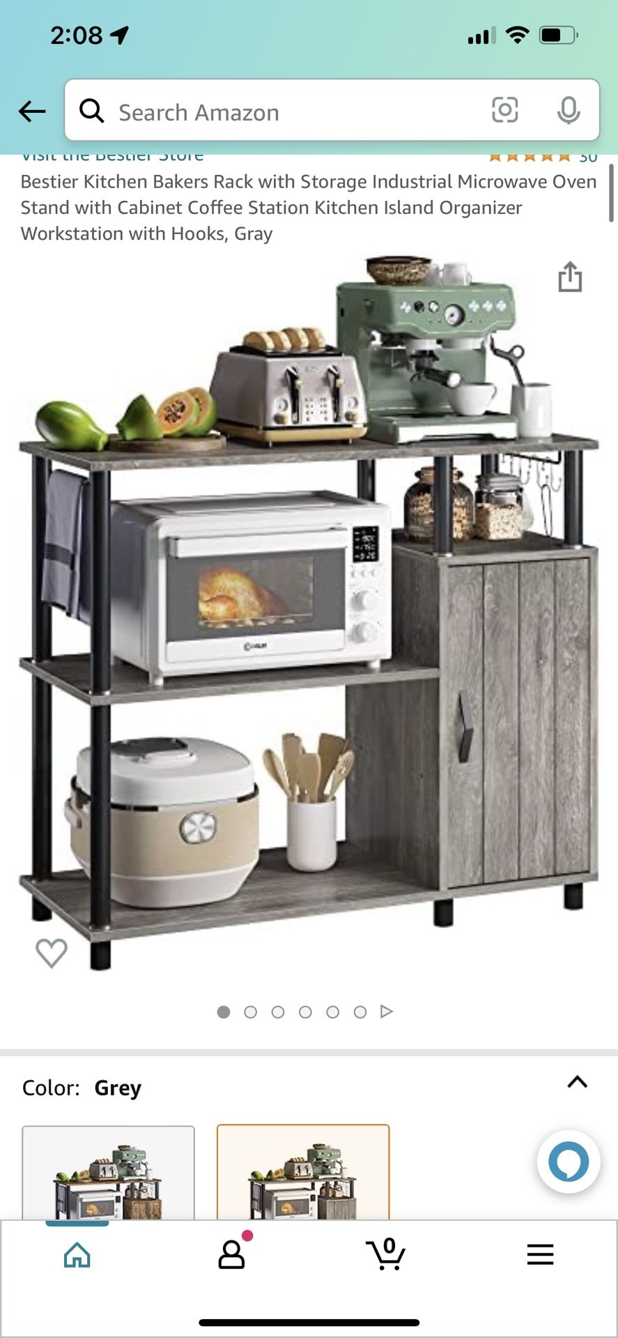 Gray Bakers Rack With Storage