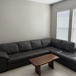 Leather Couch Dark Grey 