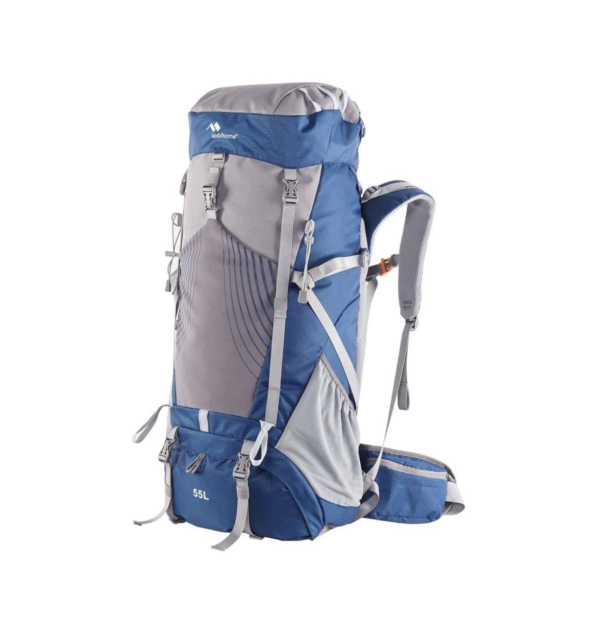 Mobihome Internal Frame Hiking backpack 55+5L, Lightweight Camping backpack with Water-Repellant Rain cover for Women Men, Outdoor Traveling Backpacki