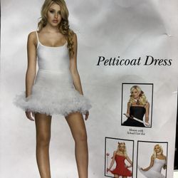 New, Women’s Leg Avenue Petticoat Dress White Size M/L
