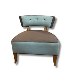 NY: Blue & Brown Custom Upholstered Side Chair