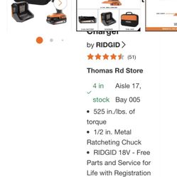 Brand New Ridgid 18v Drill