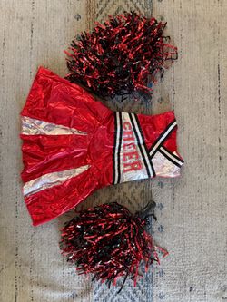 Cheerleader Costume Dress with Pom Poms