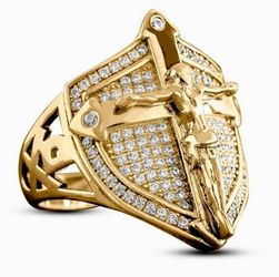 New 18 K Gold Shield Shaped Ring