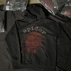 Spider Hoodie Red Rhinestone 