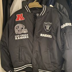 Las Vegas Raiders Lined Windbreaker Size LARGE NEW
