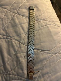 Vintage Italian Sterling Silver Chevron Mesh Bracelet (925 Italy)
