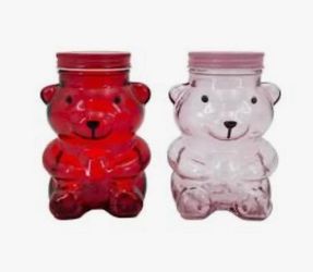Red and pink glass Valentine’s Day bears set