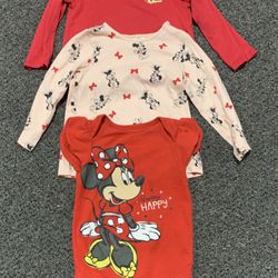 Bundle of Minnie Mouse girls 12 month shirts and onesie 