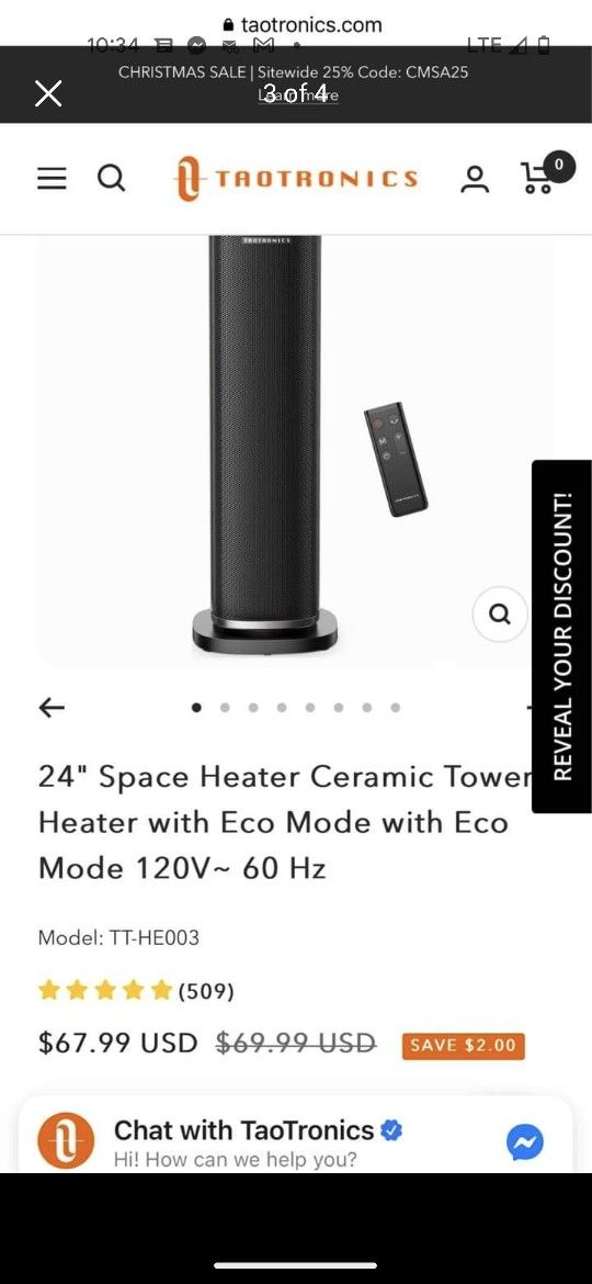 Brand New Tower Heater With Remote And Fan 